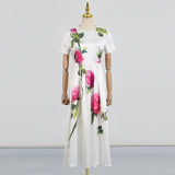 Dadizhimu Temperament-In-Knowing Wind-Collar Short-Sleeved Long Dress 2025 New Print Bump Design With A Thin-Skinny Dress