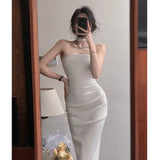 Dadizhimu Sleeveless Sexy Dress Woman's New Niche Design Hepburn Style Dress Party Party Banquet Dress Dress