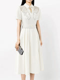 Dadizhimu Elegant Wind Collar Dress 2025 New Design Hollow Tick To The Waist To Show The Long Dress Dress Woman