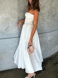Dadizhimu New Women's Sexy Bodysuit Slings Mid-Length Skirt Fashion High-End White Dress Summer Pure Lust