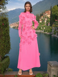 Dadizhimu Flower Splicing Dress Spring 2025 New High-End Holiday Style Lead Long-Sleeved Three-Dimensional Dress Woman