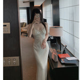 Dadizhimu Temperament Sister Aesthetic Tailoring Lace Sling Dress Design Banquet Dress Dress No