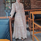 Dadizhimu 2025 New Embroidered Lace Long-Sleeved Blouse High-Waisted Half-Dress Fashion Suit Two Sets Of Female Fashion