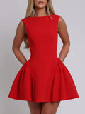 Dadizhimu Minimalist Style 2025 New Fold Design Sleeveless Waist Solid Color High-Sensing Sexy Dress Woman