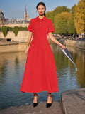 Dadizhimu Dress High Sense 2025 Spring New Fashion Simple Collar Short Sleeves Long Skirt Women's Tide