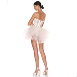 Dadizhimu Temperament High-End Breast-Wearing Sticker Wearing Fish Bone Skirt Sexy Pendend Mesh Bubble Dress Woman