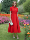 Dadizhimu Dress High Sense 2025 Spring New Fashion Simple Collar Short Sleeves Long Skirt Women's Tide