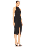 Dadizhimu Fashion New Black Sleeveless Banded Knitted Dress Open Waist Small Black Dress