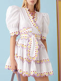 Dadizhimu High-End Dress Women 2025 Summer New Fashion Splicing Strap To Collect Waist Thin Short Skirt Super
