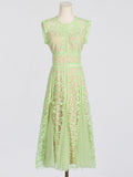 Dadizhimu Holiday Style Sleeveless Solid Color Dress 2025 New Design Yarn Net Embroidery Waist Thin Dress Woman