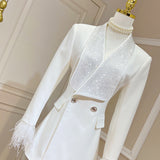 Dadizhimu Hot Diamond Collar Feather Cuffs To Repair Waist Suit Coat Coat Women New
