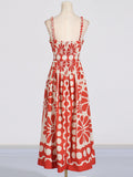 Dadizhimu Holiday Wind To Close The Waist Thin Sling Dress 2025 New Design Printing Commuting Long Dress Woman