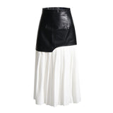 Dadizhimu Elegant Niche Design 2025 Summer New High-Waist Temperament Fashion Splicing 100 Folded Half-Dressed Half-Dressed