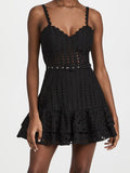 Dadizhimu 2025 New Heavy Industry Embroidery Sexy Sling Skirt Splicing Lotus Leaves Side To The Waist Thin Dress Woman