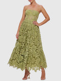 Dadizhimu Wind Solid Color Palette Long Dress 2025 New Niche Design Embroidery Hooked Waist Thin Dress Dress Woman