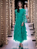 Dadizhimu French High-End Sweet Temperament Tea Break Dress With Thin Waist Thin Lace Wood Ear Dress Green