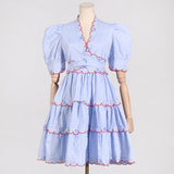 Dadizhimu High-End Dress Women 2025 Summer New Fashion Splicing Strap To Collect Waist Thin Short Skirt Super
