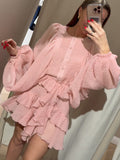 Dadizhimu Thin Splicing Lotus Leaf Side Design Short Dress 2025 New Temperament Short Dress Women's Summer
