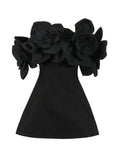 Dadizhimu Elegant Famous Style Dress 2025 New Chest-Shaped Shoulder Three-Dimensional Flower Design Dress Dress Woman