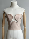 Dadizhimu Summer Babes Personality Sexy Bare Breast Small Coat Staggered Steel Ring Banda Vest Woman