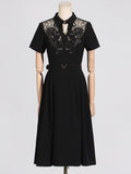 Dadizhimu Elegant Wind Collar Dress 2025 New Design Hollow Tick To The Waist To Show The Long Dress Dress Woman
