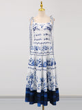 Dadizhimu Temperament Sling Dress Dress 2025 New Printing Design High-Waisted Long Seaside Dress Women's Summer