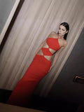Dadizhimu 2024 New Bandape Long Skirt Sexy Cut Out Party Dress