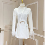 Dadizhimu Hot Diamond Collar Feather Cuffs To Repair Waist Suit Coat Coat Women New