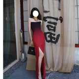 Dadizhimu Gradient Chest Dress Women's New Famous And Female Party Party Dress Design Small Crowd Long Dress