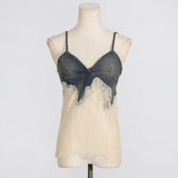 Dadizhimu Summer New Lace Splicing Sexy Sling + Fashion High-End Denim Shorts Two-Piece Set Of Women