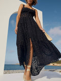 Dadizhimu Dress 2025 New Hollow Embroidery Open Fork High-End Feeling Waist Long Sling Skirt Women's Clothing Tide