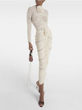 Dadizhimu Name Wind 2025 Spring New Fashion Fold Three-Dimensional Flower Top + Left Hip Skirt Suit Woman