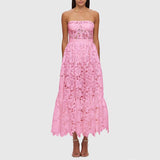 Dadizhimu Wind Solid Color Palette Long Dress 2025 New Niche Design Embroidery Hooked Waist Thin Dress Dress Woman