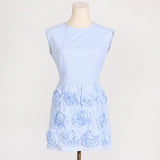 Dadizhimu Small Fragrant Wind To Close The Waist Thin Sleeveless Round Skirt 2025 New Splicing Flower Design Short Dress