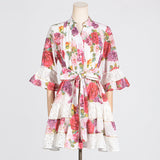 Dadizhimu Temperament Seaside Resort Style Collar Skirt 2025 New Design Printing Collar Collar Dress Woman