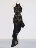 Dadizhimu Banquet Dress Dress 2025 Spring New Famous Embroidered Lotus Leaves Side Of The Body-Cuffed Dress Woman Trendy