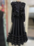 Dadizhimu And Summer 2024 New Round Collar Lace Splicing Layer Layer Lotus Side Long Skirt Splicing Mesh Set Woman