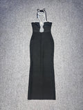Dadizhimu Heavy Industry Diamond Bra Dress Light Luxury Party Banquet Hanging Neck Thin Banded Evening Dress
