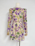Dadizhimu 2025 New Fashion French Heavy Industry Three-Dimensional Flower Embroidery Long Sleeves Short Temperament Dress Woman