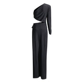 Dadizhimu Famous Party Dress 2025 New Oblique Shoulder Collar Unilateral Sleeve Side Leakage Design Long Dress