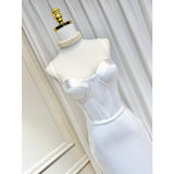 Dadizhimu Dress Dress With Three-Dimensional Chest Cushion Fish Bone Splicing Bag Opening Fork Medium-Long Sling Skirt