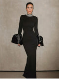 Dadizhimu Heavy Industry Drill Long Sleeve Heavy Industry Bandage Dress Autumn Winter Banquet Party Party Dress