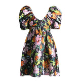 Dadizhimu French Elegant Dress 2025 Summer New Sexy Deep V Bubble Sleeves High-End Short Dress Woman