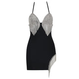 Dadizhimu Hanging Neck Fashion Thin Tid Lysing Low Chest Thin Mini Bag With A Hip Bandage Dress Woman