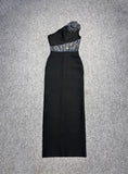 Dadizhimu Women's Sexy Sleeveless Bodyless Hot Diamond Flowers Stick Banding Dress