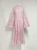 Dadizhimu Style Dress Dress 2024 Spring Horn Sleeve Long Sleeve Heavyweight Bundle Collage Super Fairy Lace Dress Dress