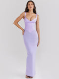 Dadizhimu V-Neck Fish Bone Sling Temperament Dress Dress Body-Exlented Fork Mid-Long Dress Dress Dress Dress Dress