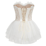 Dadizhimu Temperament High-End Breast-Wearing Sticker Wearing Fish Bone Skirt Sexy Pendend Mesh Bubble Dress Woman