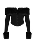 Dadizhimu And Winter New Hottie Fashion Collar A Word Shoulder Fish Bone Long Sleeves Short-Term Dress Women's Clothing