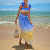 Dadizhimu Holiday Wind Two-Piece Set Of 2025 Spring New Fashion Gradient Short Vest Waist Thin Half Skirt Suit Woman